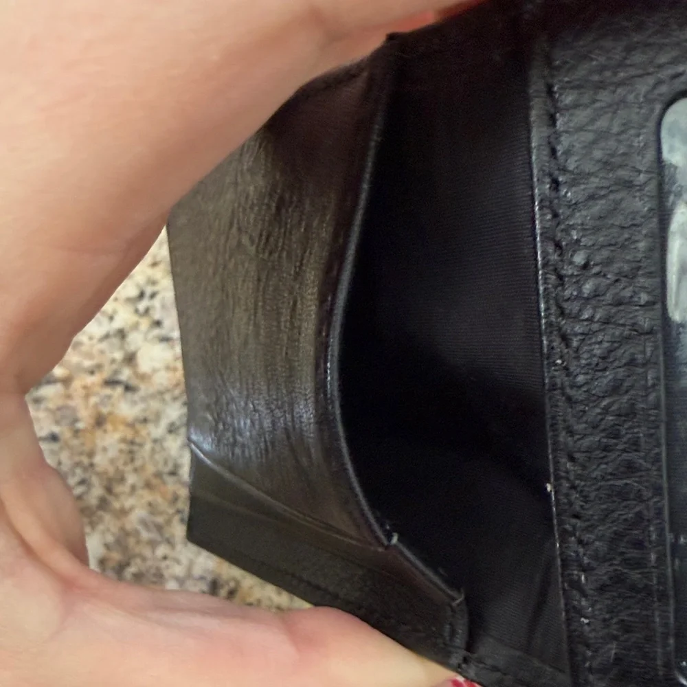 Coach Black and Gray Plaid Leather Card Holder